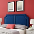 thumbnail image 2 of Headboard, Nailhead, Full Queen Size, Blue Navy, Velvet, Modern Contemporary, Mid Century Bedroom Master Guest Suite Room, 2 of 9