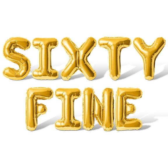 Letter Balloons - SIXTY FINE 16" Inch Alphabet Letters Foil Mylar Balloon 60th Birthday Party Banner (Gold)
