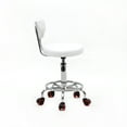 thumbnail image 4 of Veryke Round Shape Adjustable Stools, Salon Stool with Back & Wheels - White, 4 of 7