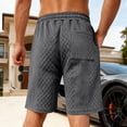 thumbnail image 4 of GrmtClth Men's Textured Knit Shorts Soft Casual Elastic Drawstring Loungewear with Pockets Comfortable Daily Fashion Wear Shorts Dark Gray 2XL, 4 of 4