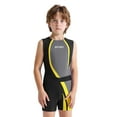 thumbnail image 3 of Haitryli Kids Boys Gymnastics Dance outfits Sleeveless Patchwork Sports Jumpsuit Bodysuit And Shorts Gray Yellow 6, 3 of 7