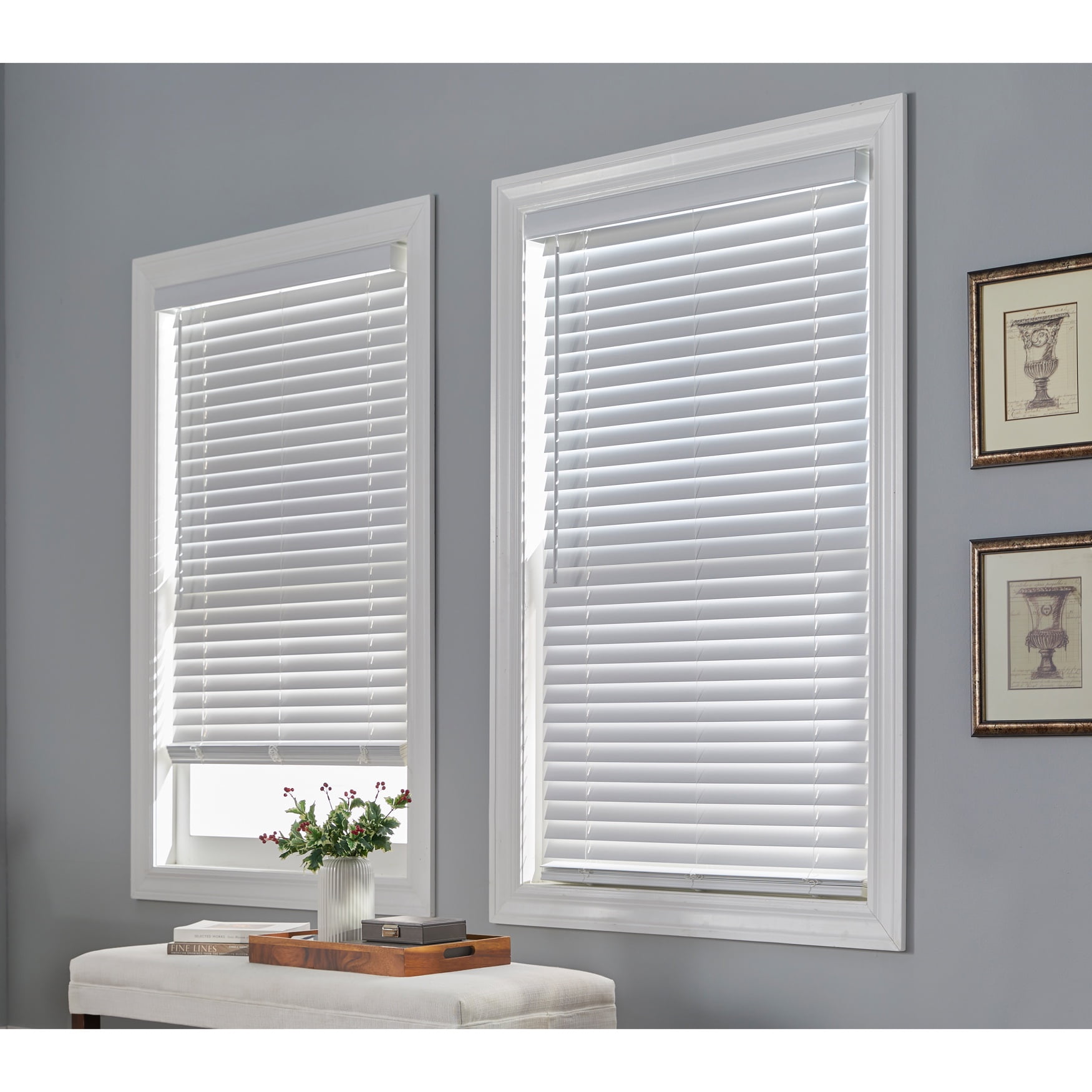 BrylaneHome 2" Faux Wood Cordless Blinds Window Privacy Shades