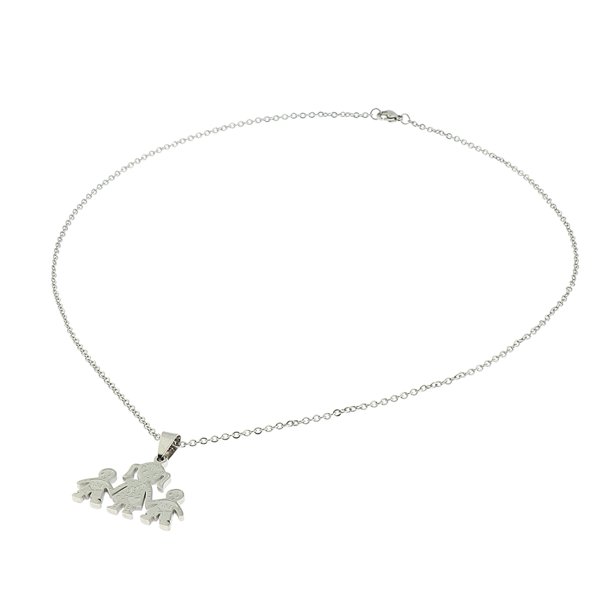 Prettyia - Collar con colgante largo estereoscópico con forma de familia de dibujos animados, cadena para el cuello Color de acero Sunnimix Collar colgante estereoscópico