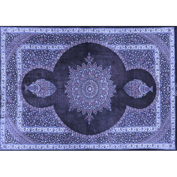 Ahgly Company Indoor Rectangle Medallion Blue Traditional Area Rugs, 3' x 5'