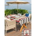 thumbnail image 4 of Outdoor Tablecloth with Umbrella Hole and Zipper, Valentine's Day Rectangle Table Cloth 60x120 Inch Waterproof Tablecloth, Love Gnomes Rustic Black Stripes Beige Picnic Table Cover for Patio Camping, 4 of 7
