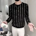 thumbnail image 2 of Ropa masculina, camisetas a rayas, sudaderas blancas, camisetas para hombre, jersey elástico XL, moda Harajuku, ropa de calle, nueva manga larga F, 2 of 5