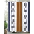 thumbnail image 3 of Modern Brown Blue Waterproof Fabric Shower Curtain, Boho Contemporary Geometric Striped Shower Curtain for Bathroom Curtains Bathtubs Hotel Washable Shower Curtains with 12 Hooks Long 72x78in, 3 of 6