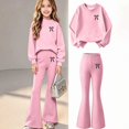 thumbnail image 2 of ITSAME Girls Outfit Set 2-Piece Fall Clothes Bow Print Long Sleeve Crewneck Pullover and Flared Pants Size 14, 2 of 9