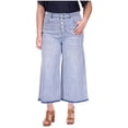 thumbnail image 1 of Michael Kors Womens Frayed Hem Cropped Flared Jeans, Blue, Plus Size, 22W, 1 of 1