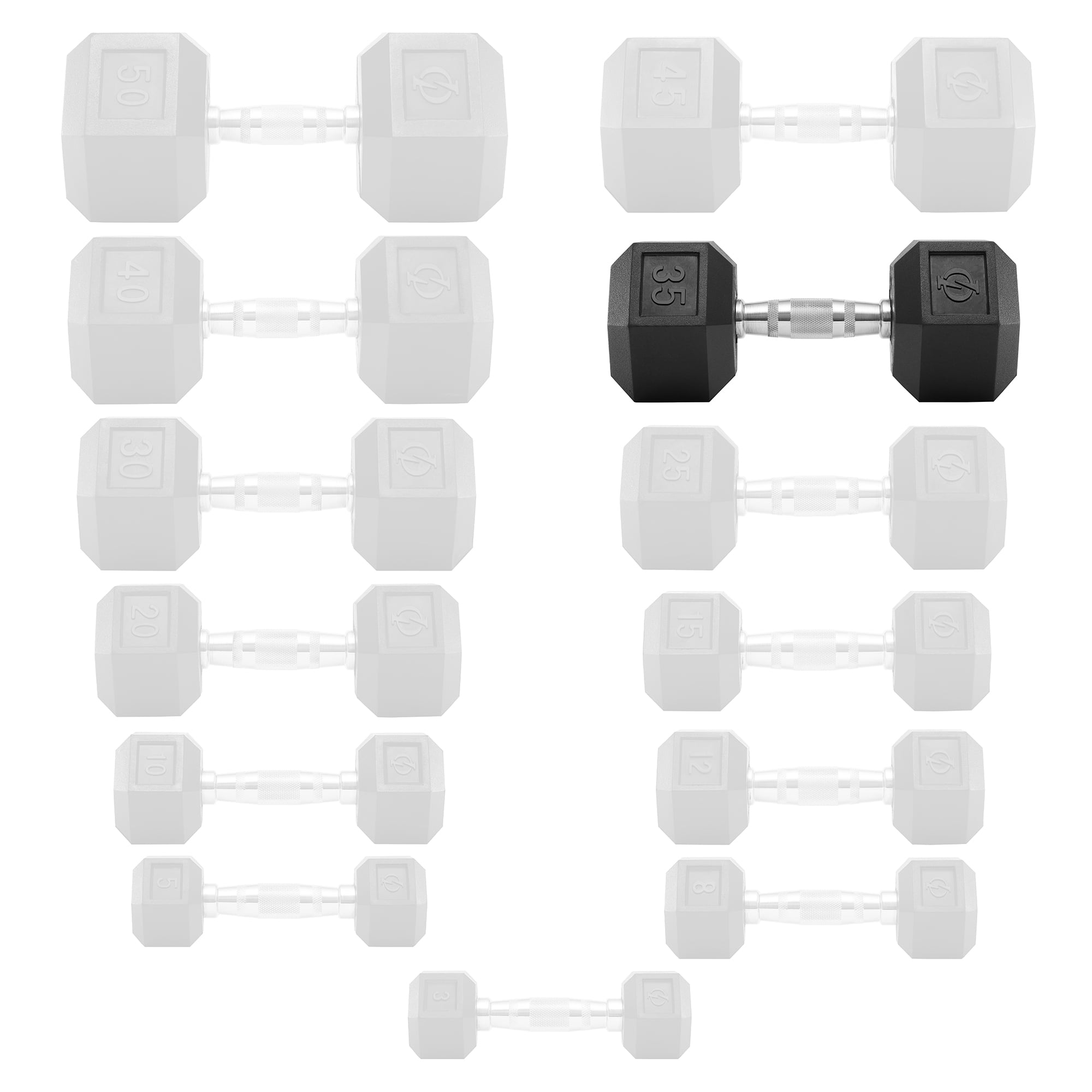 Philosophy Gym Rubber Coated Hex Dumbbell Hand Weight, 35 lbs