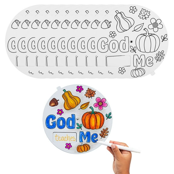 Fun Express 9" Color Your Own Religious Fall God Loves Me Cardstock Wheels – 12 Pieces