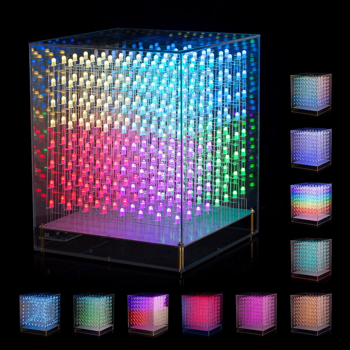 3D 8x8x8 Multicolor Led Cube Light Music Spectrum Animated Light
