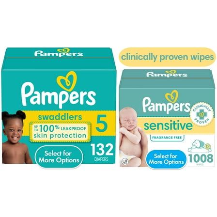 Pampers Swaddlers/Sensitive Wipes Bundles Size 5
