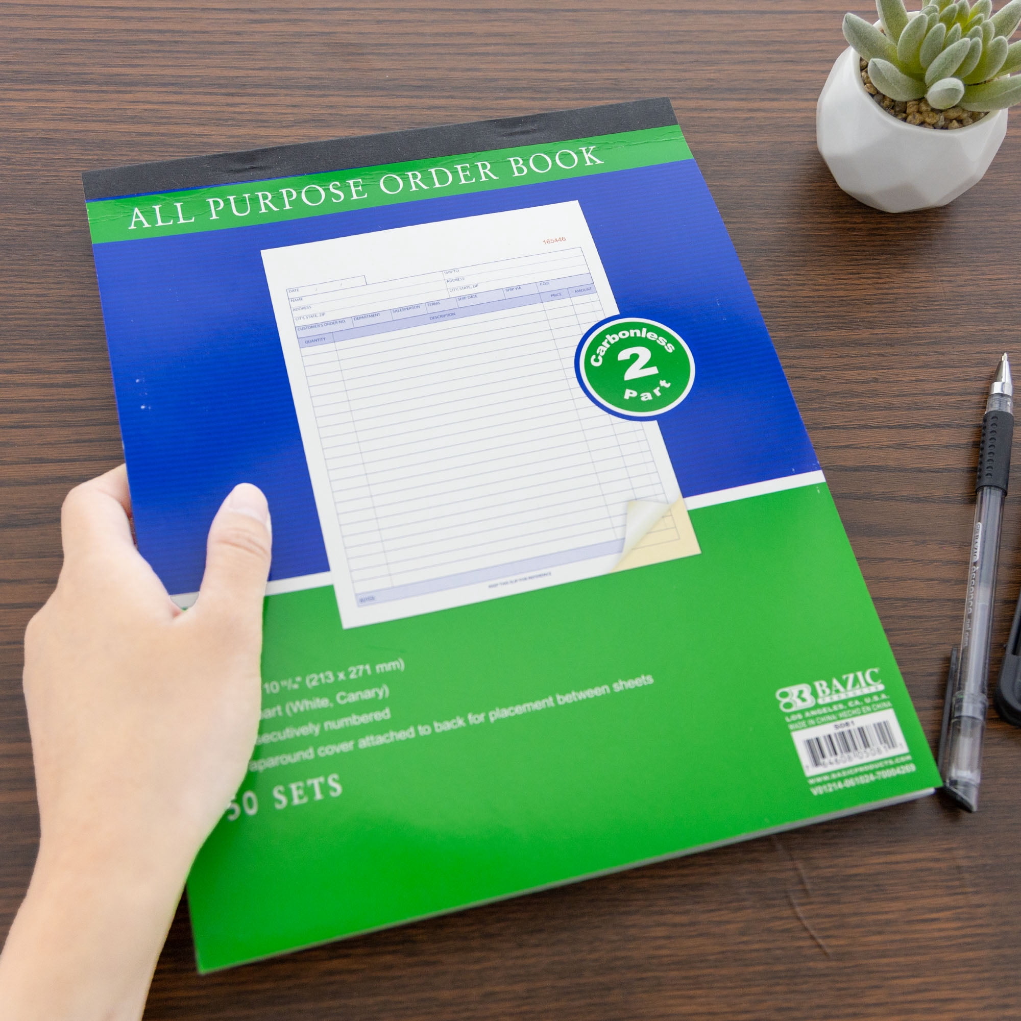 BAZIC All Purpose Order Book, 50 Sets 8 3/8"x10 11/16" 2-Part Carbonless, 4-Pack