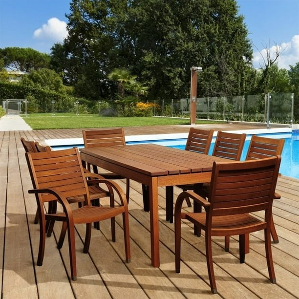 Amazonia Freeman 9Piece Eucalyptus Rectangular Patio Dining Set