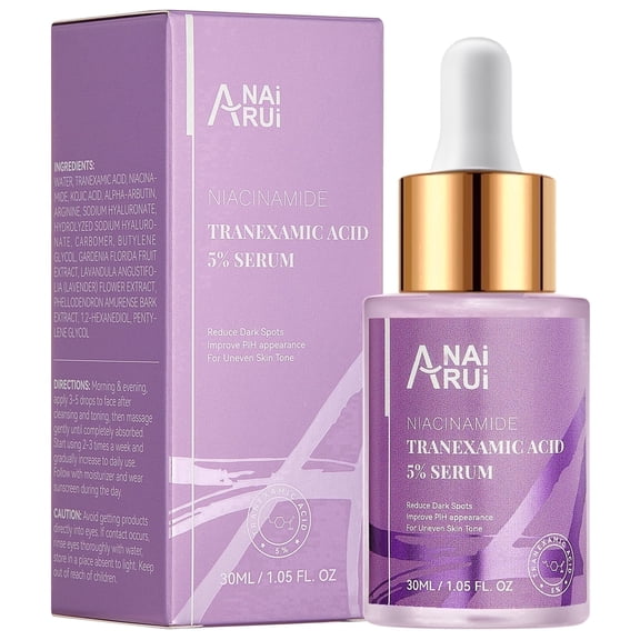 ANAiRUi Tranexamic Acid Serum with Niacinamide, Kojic Acid, Arbutin, Reduce Dark Spot, pih, for Uneven Skin Tone Hyaluronic, Skincare, Cleansing