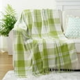thumbnail image 5 of Battilo Light Green Plaid Throw Blanket for Couch,Summer Lightweight Farmhouse Outdoor Throw,Fresh and Clean Blanket,50"x60", 5 of 6