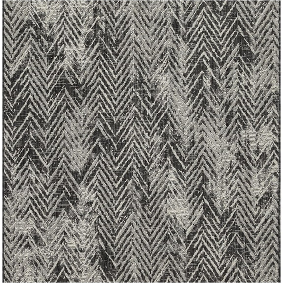 JERFIT 5x7 Indoor Outdoor Rug, Anthracite Flatweave Area Rug, Polypropylene Water Resistant Patio Carpet for Porch, Deck, Poolside