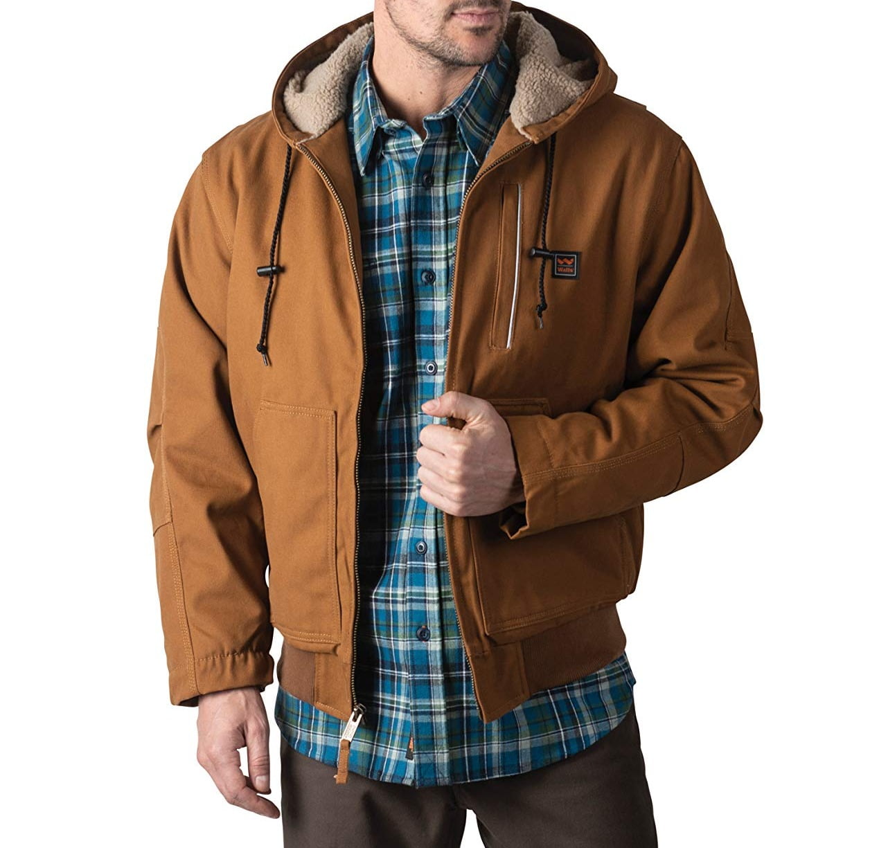Walls Coats & Jackets - Mens Jacket Duck Sherpa-Lined Hooded Front-Zip ...