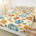 thumbnail image 3 of Manfei Autumn Harvest Pumpkin Queen Sheet Sets,Happy Halloween Flat Sheet,Orange Maple Leaves Queen Fitted Sheet,Microfiber Room Decorative,4-Piece, 3 of 7
