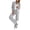 Gray, variant on CHICME Two Piece Sets for Women Striped Tape Long Sleeve Bomber Jacket and Elastic Wide Leg Sporty Pants Sweatsuits Red-L