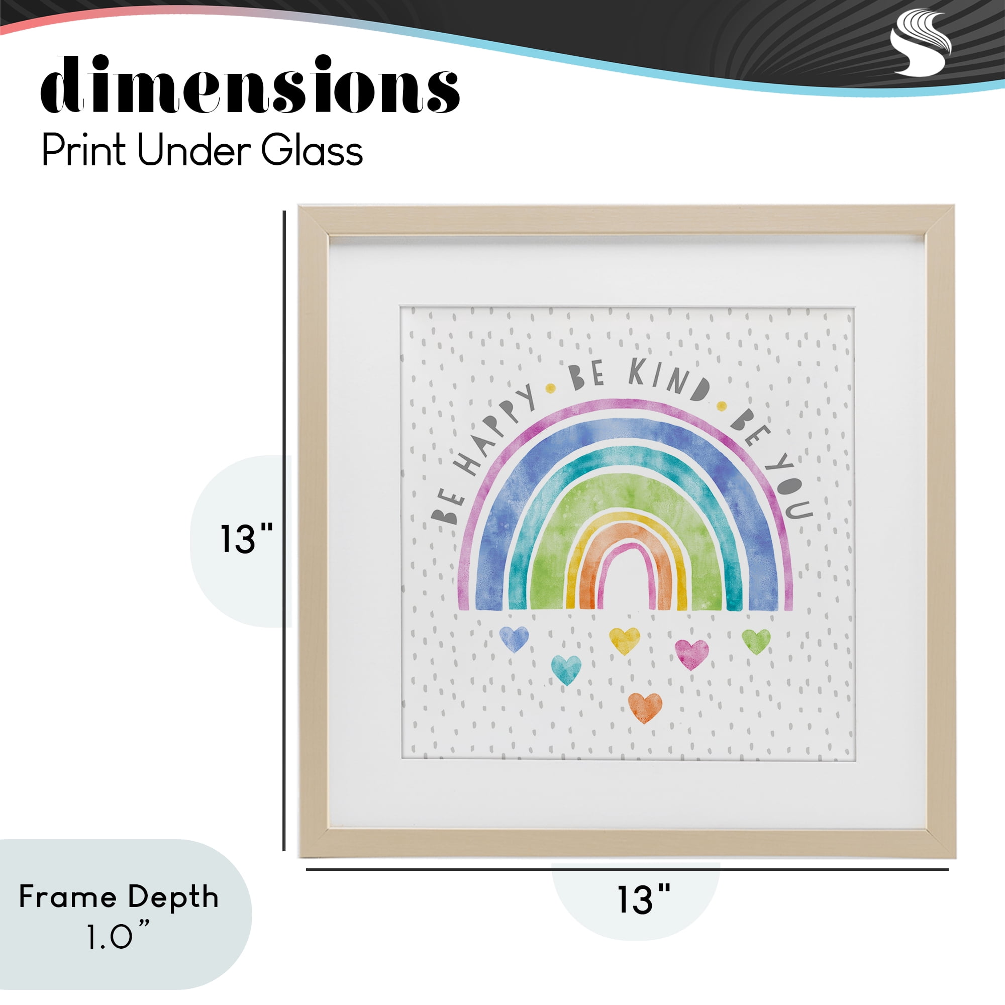 Stupell Industries Be You Hearts & Rainbow Birch Framed Print Under Glass, design by Suzanne Nicoll