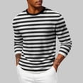 thumbnail image 2 of MYAOYI Mens Striped Long Sleeve Shirt Crew Neck Casual Horizontal Stripe Top, 2 of 5