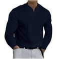 thumbnail image 2 of Lilgiuy Men Fashion Casual Shirt Solid Color Long Sleeve V-Neck Pullover Blouse Tops for Party Birthday Club, 2 of 4