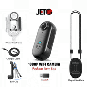 JETO 1080P Mini Body Camera 64GB, Wearable Clip-On POV Camera WiFi App