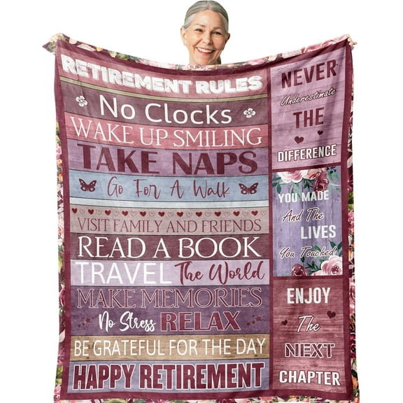 Retirement Gift for Woman, Best Retired Gifts for Women/Men 2025, Retire Gift Ideas, Funny Presents for Retirement Coworker/Teacher/Nurse/Mom, Soft Blanket 60x50in