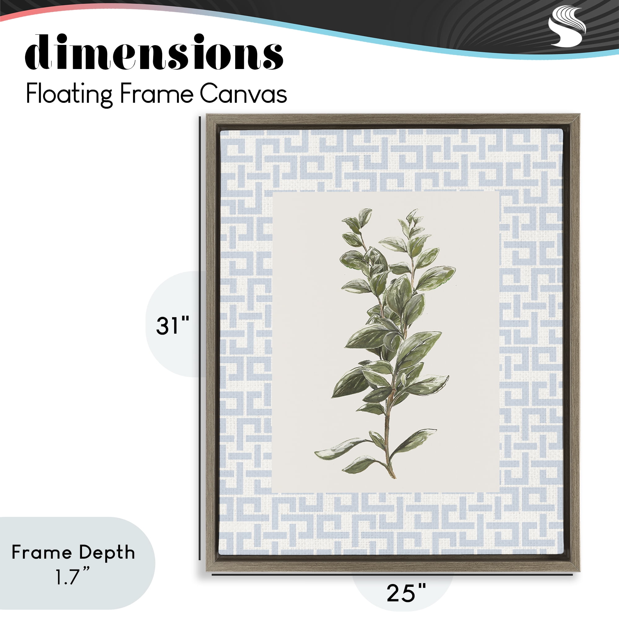 Stupell Industries Fresh Herb on Geometric Brown Framed Floater Canvas Wall Art, design by Diannart