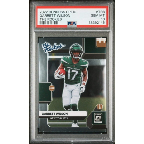 Graded 2022 Panini Donruss Optic Garrett Wilson #TR8 The Rookies Rookie RC Football Card PSA 10 Gem Mint
