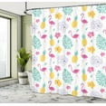 thumbnail image 4 of Ambesonne Luau Shower Curtain, Flamingo Pineapple Petals Leaf, 69"Wx75"L, White Seafoam, 4 of 4