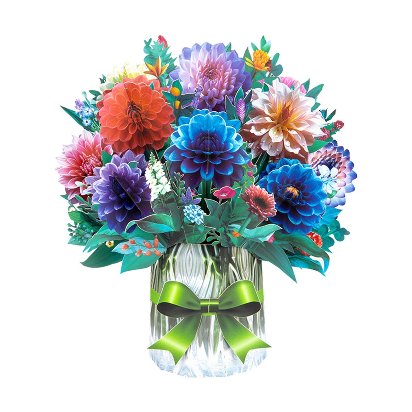 Mother's Day Bouquet 3D Greeting Card, Mother's Day Bouquet Large 3D Cards Set, Handmade Greeting Card, Assorted Floral Vase Foldable Handmade Cards for Tabletop Display & Gifting 1Pcs
