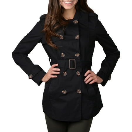 ONLINE - Brinley Co Juniors Double-breasted Belted Trench Coat ...