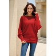 thumbnail image 3 of YEKEYI Batwing Sleeve Jumpers for Women Boat Neck Off Shoulder Dolman Knitted Sweaters Ladies Pullovers Tops, 3 of 4