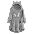 thumbnail image 1 of Túnica de moda Gibobby Vestido de Mujer de Manga larga con orejas y gorro con capucha y forro polar con estampado y bolsillos con botones Gris XXL, 1 of 4
