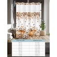 thumbnail image 6 of No Hook Cloth Fabric Shower Curtain with Snap in Liner, Orange Pumpkins Fall Waterproof Shower Curtains Set with See Through Top Window, Thanksgiving Leaves Floral Pastoral Bath Curtains 36"x72", 6 of 6