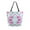 Elegant Shapes with Flowers, variant on Open Top Canvas Tote Bag with Zipper Reusable Shopping Bag 13.5x15" Roomy Carryall Elegant Blue Abstract Shapes