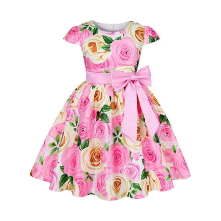 

TAIAOJING Toddler Girl Dress Girls Dress Summer Girls New Short Sleeved Skirt Elegant Casual Dress SunPrincess Dresses