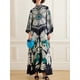 thumbnail image 1 of Vestido largo informal con estampado de flores para mujer, traje holgado con cuello en V y manga acampanada, para primavera y verano, 2024, 1 of 5