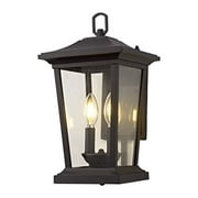 Smeike Outdoor Wall Sconce, Exterior Wall Mount Lighting Fixture with 2 Lights, Patio/Porch Lantern Light Fixtures in Matte Black Finish with Clear Glass, 40W