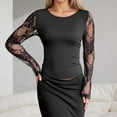 thumbnail image 2 of Razzly Women's Lace Trim Slim Fit T Shirt Breathable Soft Comfortable Casual Top Stylish Feminine Blouse For Everyday Wear(Black,M), 2 of 4