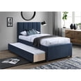 thumbnail image 2 of Meridian Furniture Harper Lit Gigogne Simple en Tissu Texturé en Lin Bleu Marine, 2 of 11