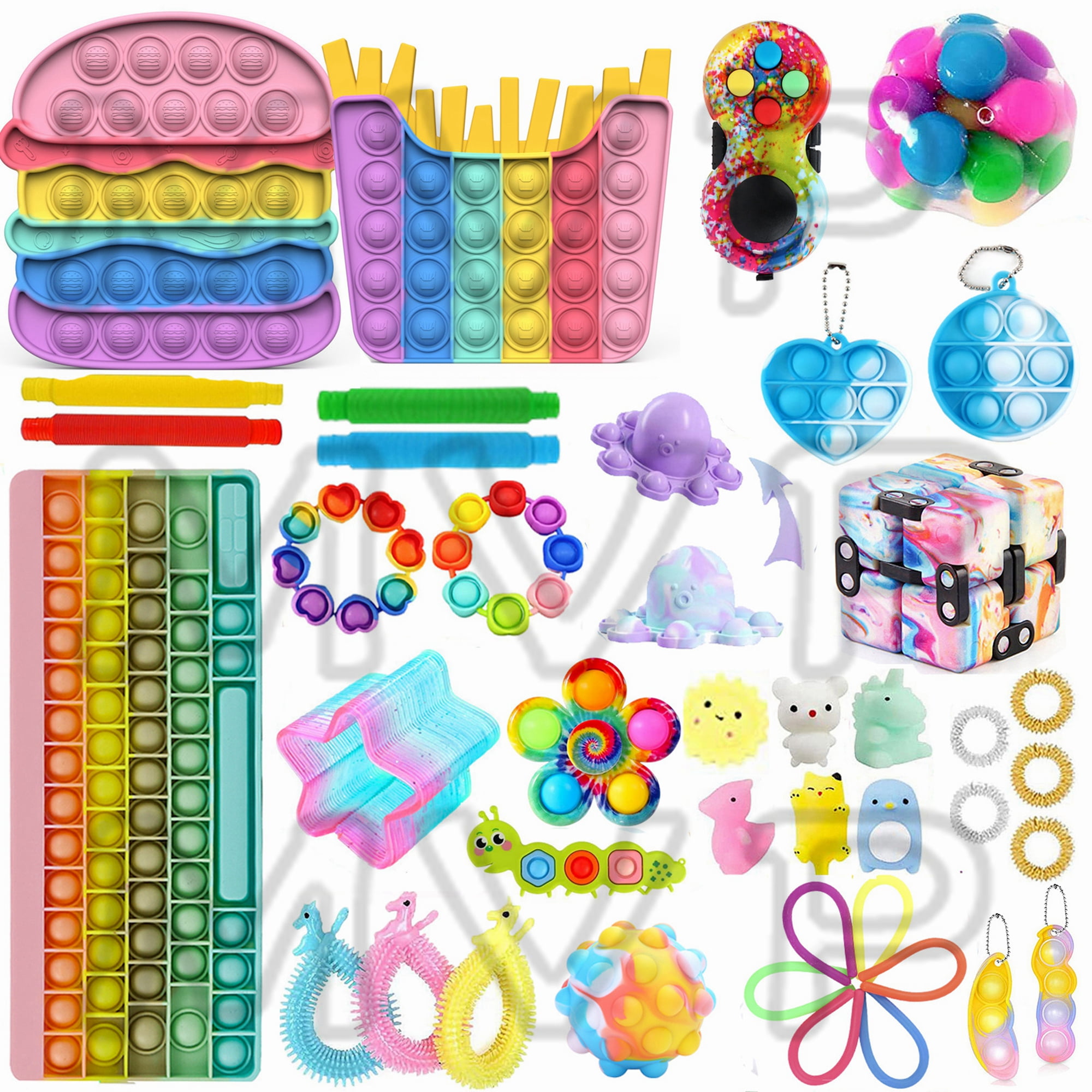 William Sturdy & Colorful Sensory Fidget Toys for Kids - 60pcs Fidgets Toys  Kit For Children, Girls and Boys for Focus, Concentration & Classroom