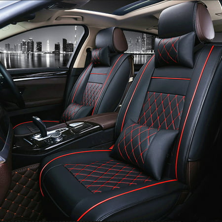 5 Seat Universal Car Seat Cover PU Leather Rear Seats Bench Cushion Mat Split