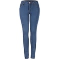 thumbnail image 3 of 2Luver, Women's, Five Pocket Slimming Stretchy Skinny Jeans, Bright Indigo, 1, 3 of 3