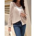 thumbnail image 2 of Women'S V Neck Sweater Casual Loose Ribbed Knit Cardigan Sweaters Sleeve Button Down Soft Knitwear  S, 2 of 8