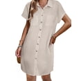 thumbnail image 1 of Vestido Zeagoo casual de algodón primaveral con cuello en V y bolsillos, 1 of 6