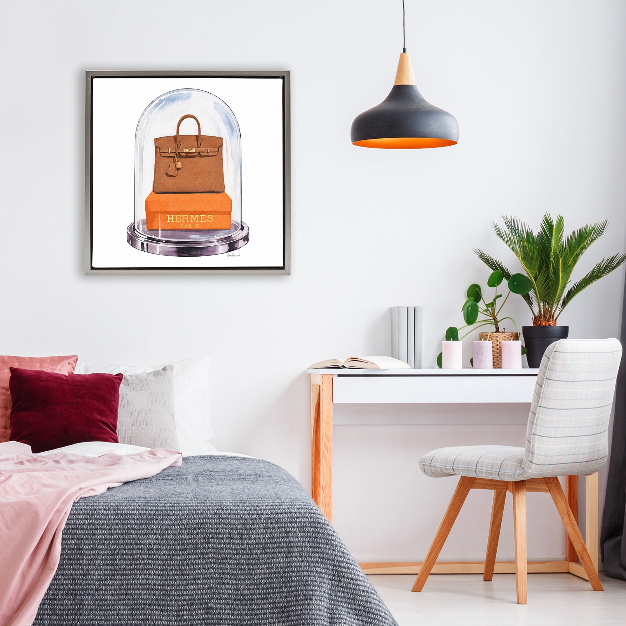 Stupell Industries Luxury Handbag Dome Gray Framed Floater Canvas Wall Art, design by Amanda Greenwood